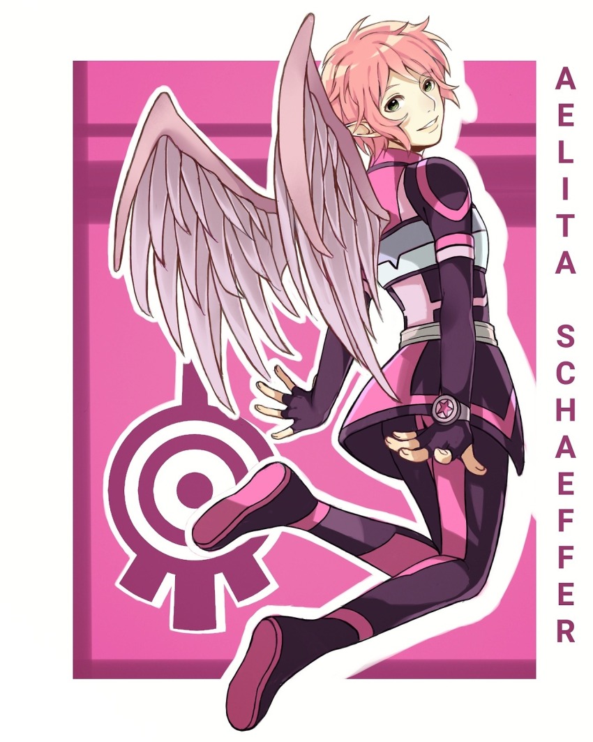 1girl, aelita, angel_wings, character_name, code_lyoko, code_lyoko_evolution, commentary, dress