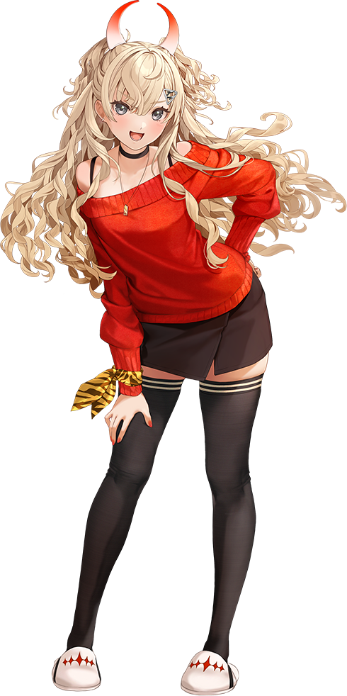 1girl, bad_discord_link, bad_link, black_choker, black_skirt, black_thighhighs, blonde_hair, choker