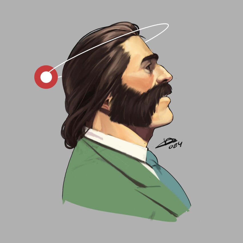 1boy, brown_hair, collared_shirt, commentary, disco_elysium, english_commentary, facial_hair, from_side