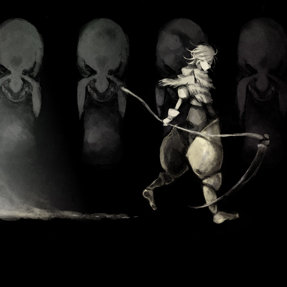 androgynous, dark, dark_souls_(series), dark_souls_i, fromsoftware, gender_request, kmitty, primordial_serpent, scythe, solo, spoilers, weapon