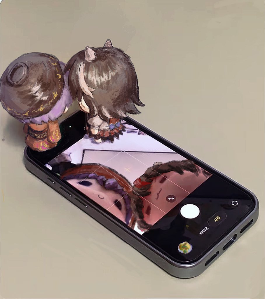 2girls, :3, black_dress, black_hair, blue_bow, bow, bowl, bowl_hat, chibi, chibi_only, dress, figures_taking_selfie_(meme), filia_(sonzione807560), from_behind, full_body, hat, horns, japanese_clothes, kijin_seija, kimono, long_sleeves, medium_hair, meme, mini_person, minigirl, multicolored_dress, multicolored_hair, multiple_girls, obi, oversized_object, puffy_short_sleeves, puffy_sleeves, purple_hair, red_dress, red_hair, red_kimono, sash, selfie, short_sleeves, sleeves_past_fingers, sleeves_past_wrists, standing_on_object, sukuna_shinmyoumaru, touhou, two-tone_hair, user_interface, viewfinder, waist_bow, white_dress, white_hair, wide_shot