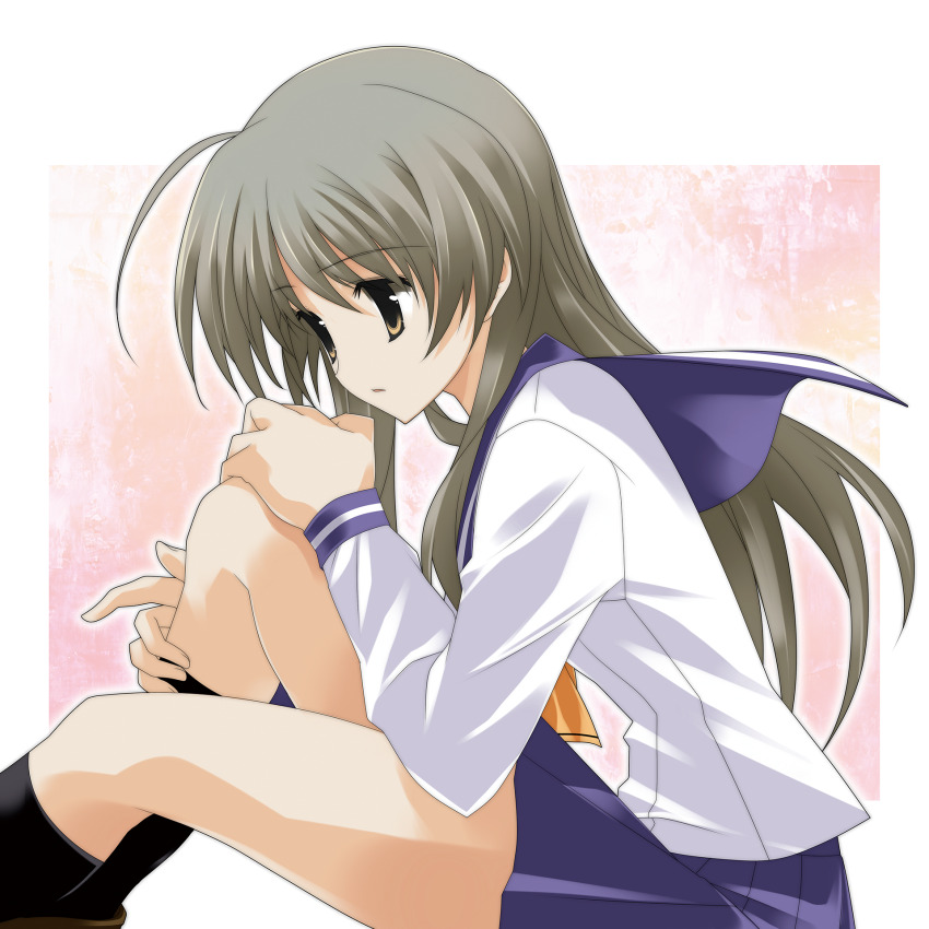 1girl, 2000s_(style), black_socks, blonde_hair, bow, bowtie, futami_shion, highres