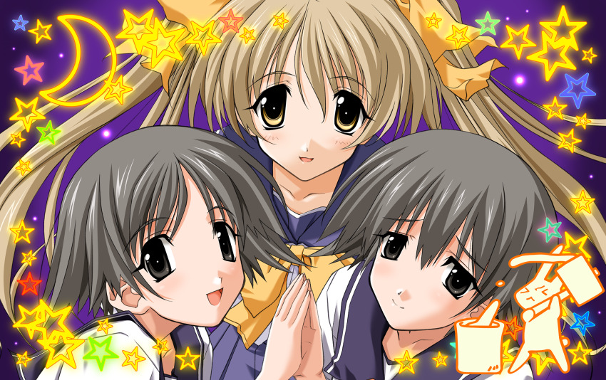 blonde_hair, blush, bow, closed_mouth, grey_hair, highres, ibuki_minamo, long_hair