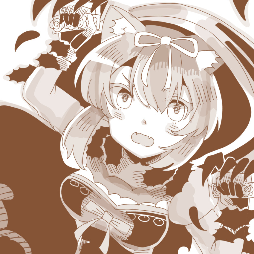 1girl, bad_id, bad_pixiv_id, breasts, chaos_belle_(grimms_notes), grimms_notes, looking_at_viewer, monochrome