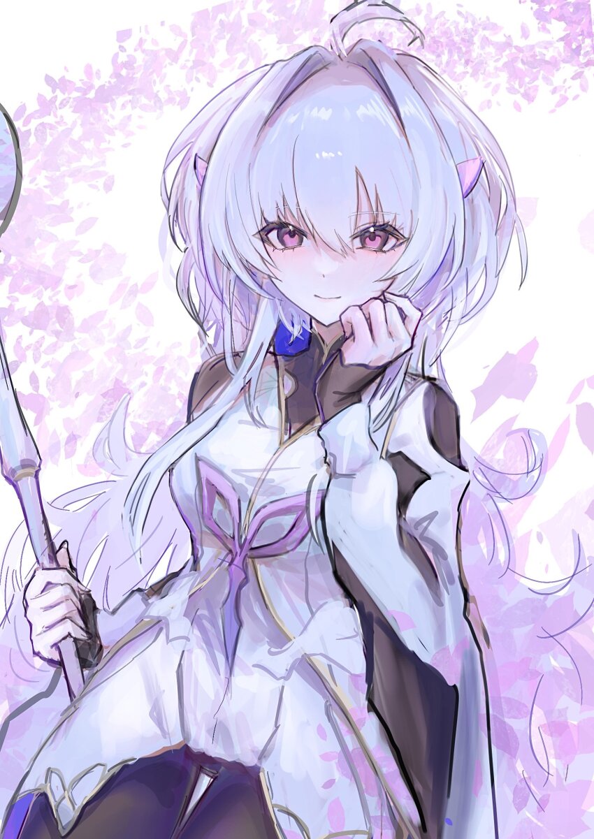 1girl, ahoge, black_pantyhose, commentary, dress, fate/prototype, fate_(series), highres