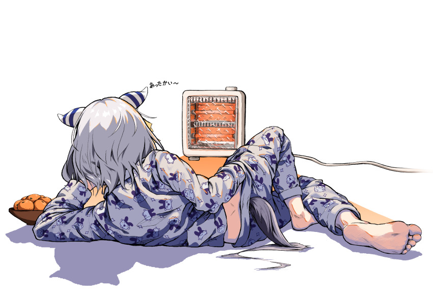 1girl, absurdres, animal_ears, barefoot, bowl, commentary_request, dimples_of_venus, ear_covers