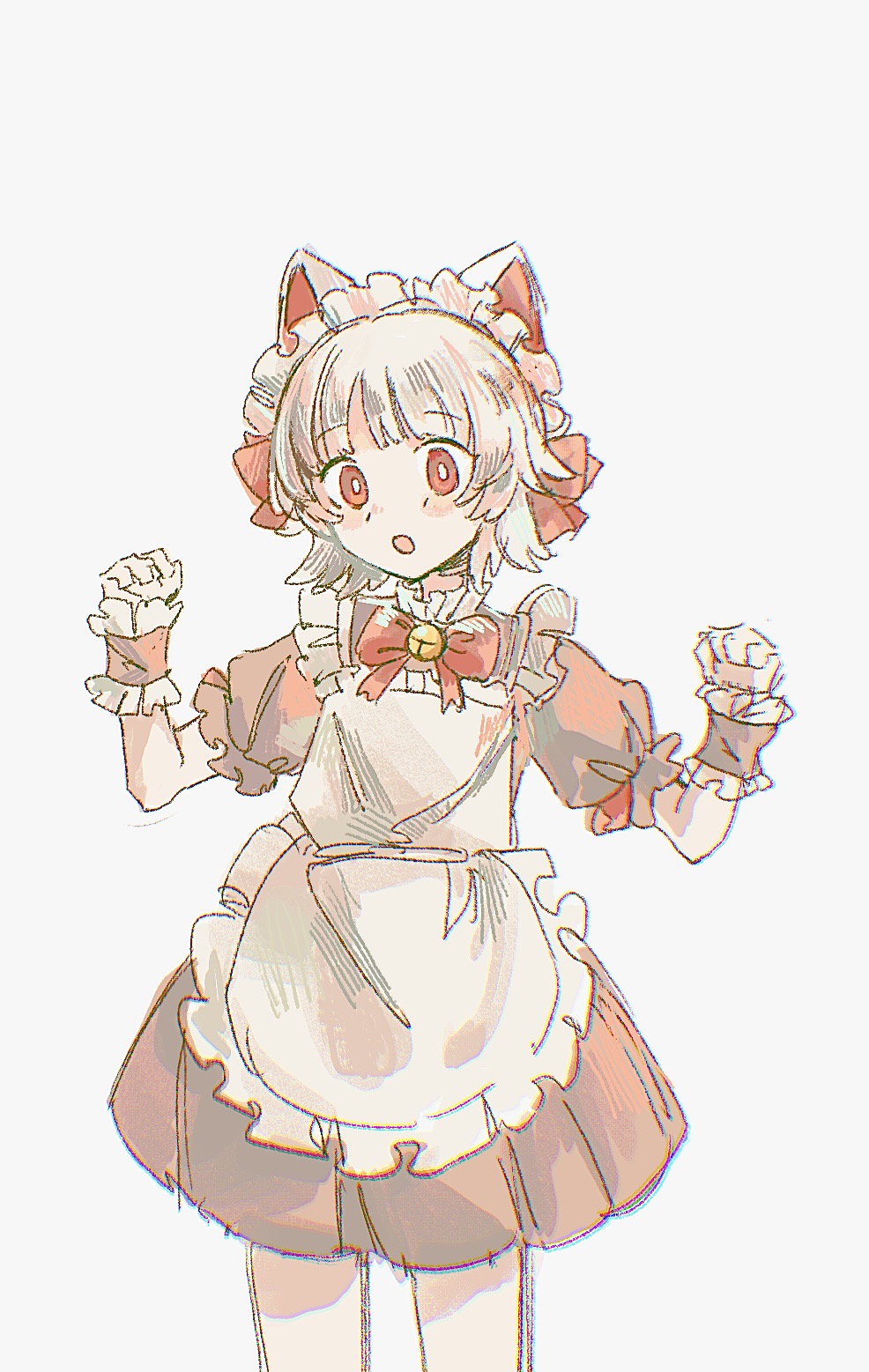 1boy, :o, animal_ears, apron, bell, bow, bowtie, cat_boy