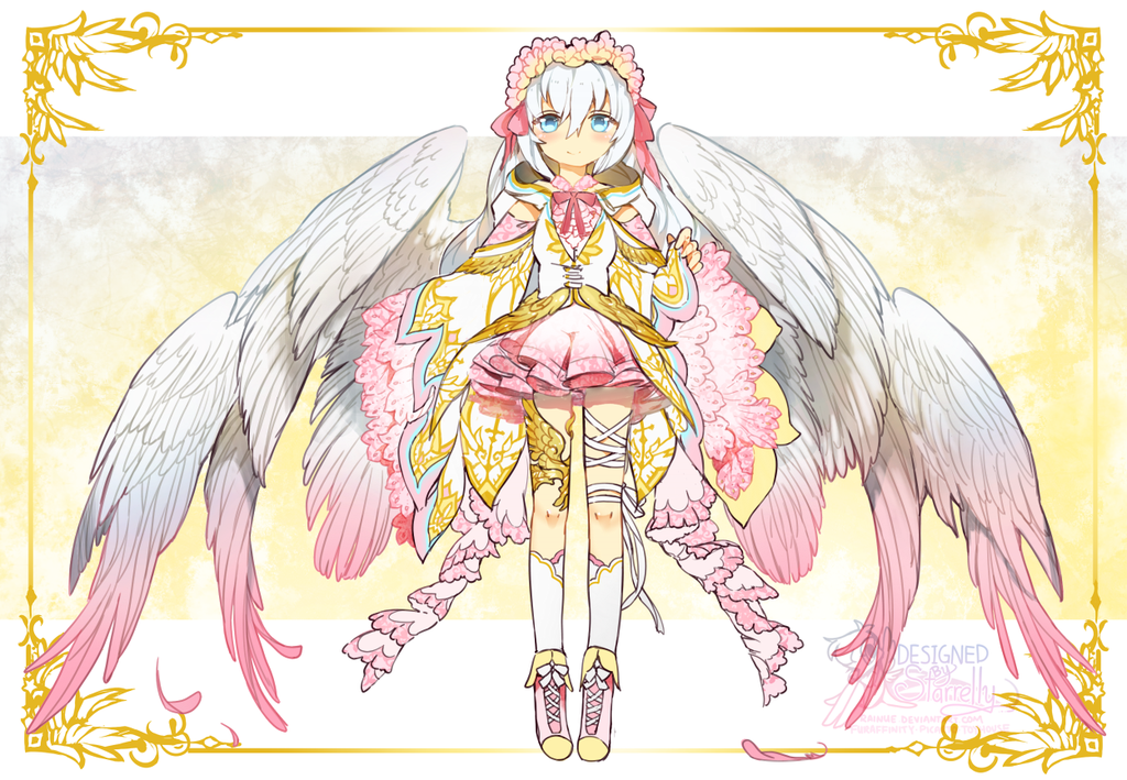 1girl, angel_wings, aweto, bandaged_leg, bandages, blue_eyes, blush, feathered_wings