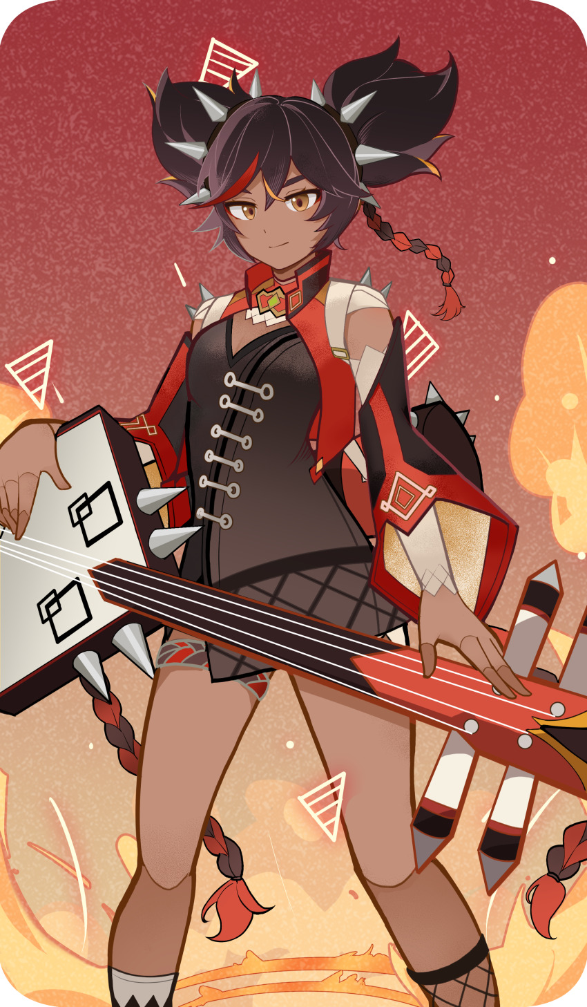 1girl, absurdres, black_hair, braid, breasts, chinese_commentary, closed_mouth, commentary_request