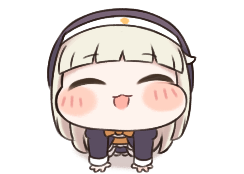 1girl, :3, :d, ^_^, all_fours, blush_stickers, chibi, closed_eyes