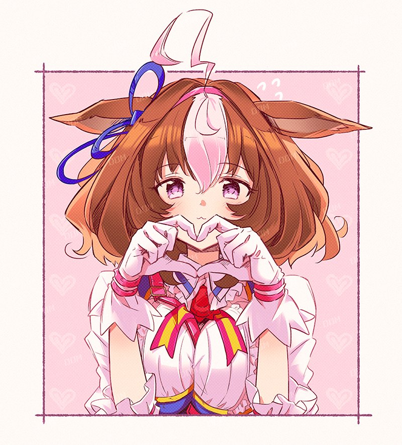 1girl, :3, ahoge, animal_ears, between_breasts, blush, bow, breasts