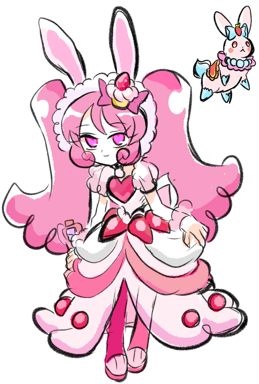 :3, absurdres, animal_ears, boots, commentary_request, cure_whip, cure_whip_(a_la_mode_style), curtsey