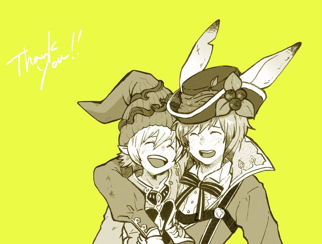 2boys, animal_ears, bad_id, bad_pixiv_id, closed_eyes, collarbone, donkey_ears, dwarf