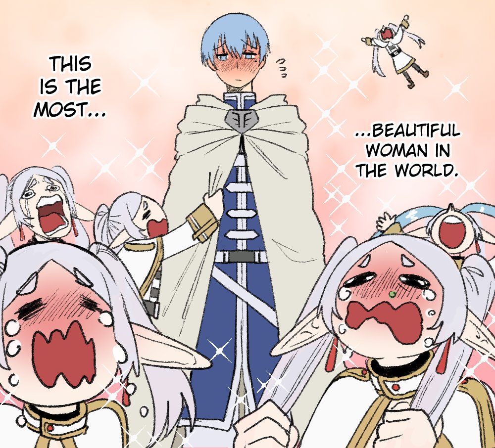 1boy, 1girl, blue_eyes, blue_hair, blue_tunic, blush, capelet, chibi