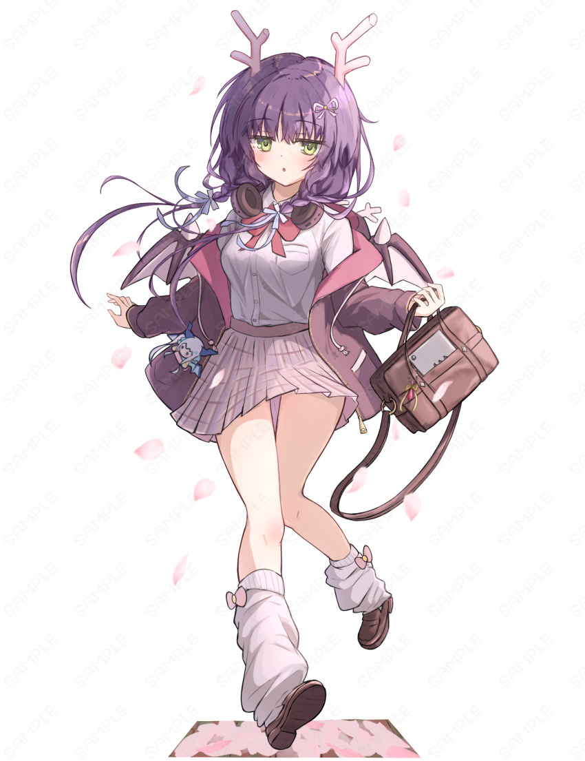 1girl, :o, acrylic_stand_(medium), bag, blush, bow, bowtie, braid