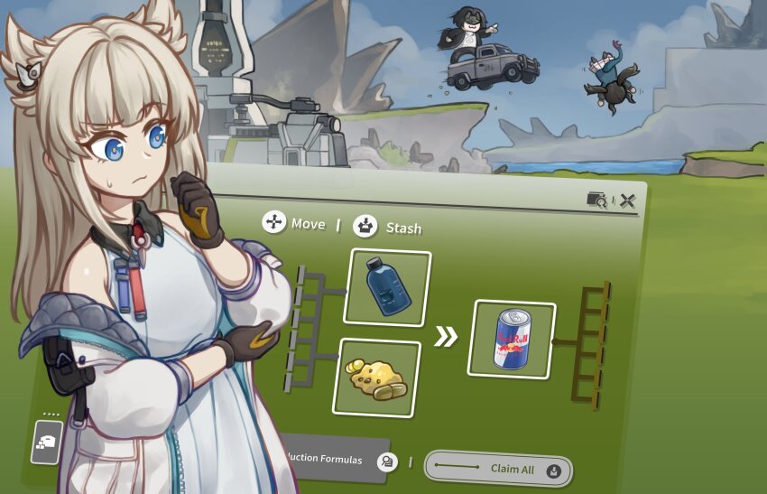 3girls, absurdres, animal_ears, arknights, arknights:_endfield, bird_ears, bird_girl, black_gloves