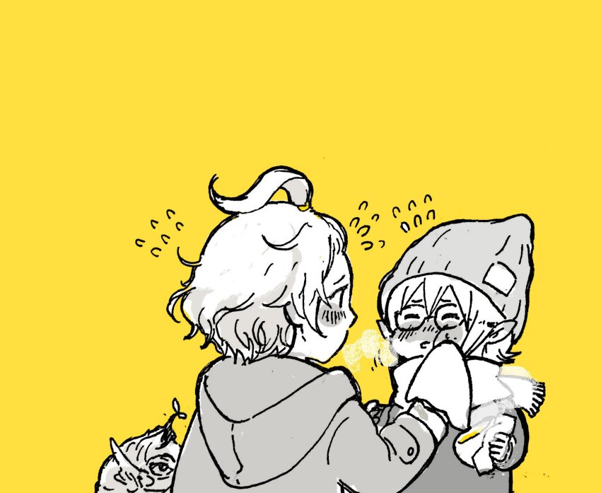 2boys, alternate_costume, bad_id, bad_pixiv_id, blush, character_request, dwarf_(grimms_notes), glasses