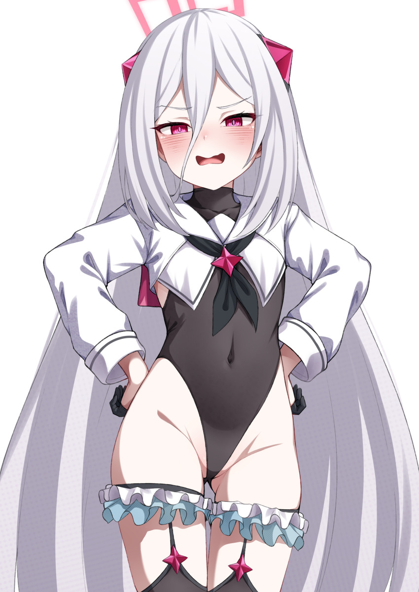 1girl, absurdres, alternate_costume, black_leotard, blue_archive, blush, cosplay, covered_navel