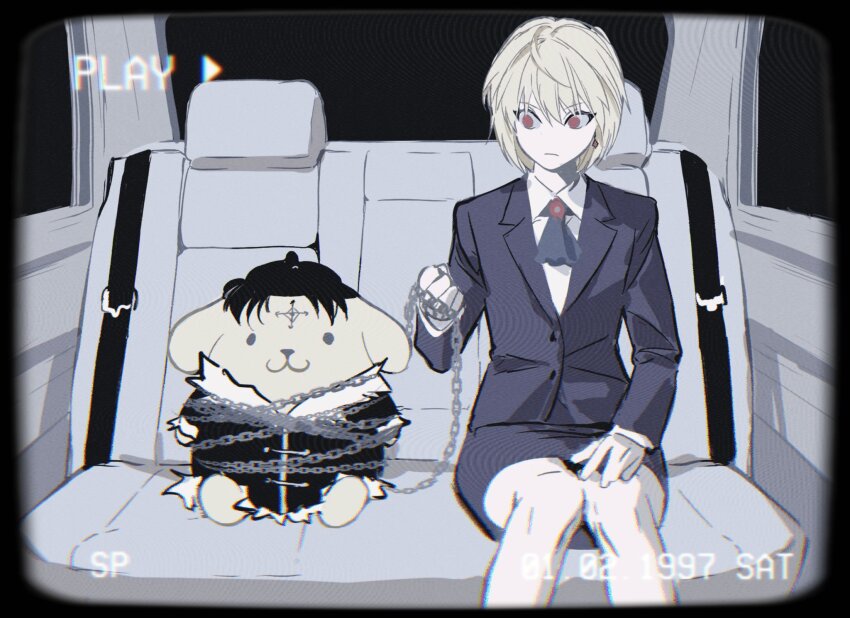 1boy, :3, beret, black_eyes, black_hair, black_jacket, blonde_hair, car_interior