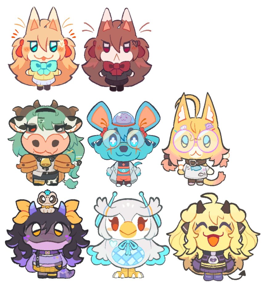 6+girls, :<, :3, :d, ahchive_be, ahoge, animal, animal_crossing
