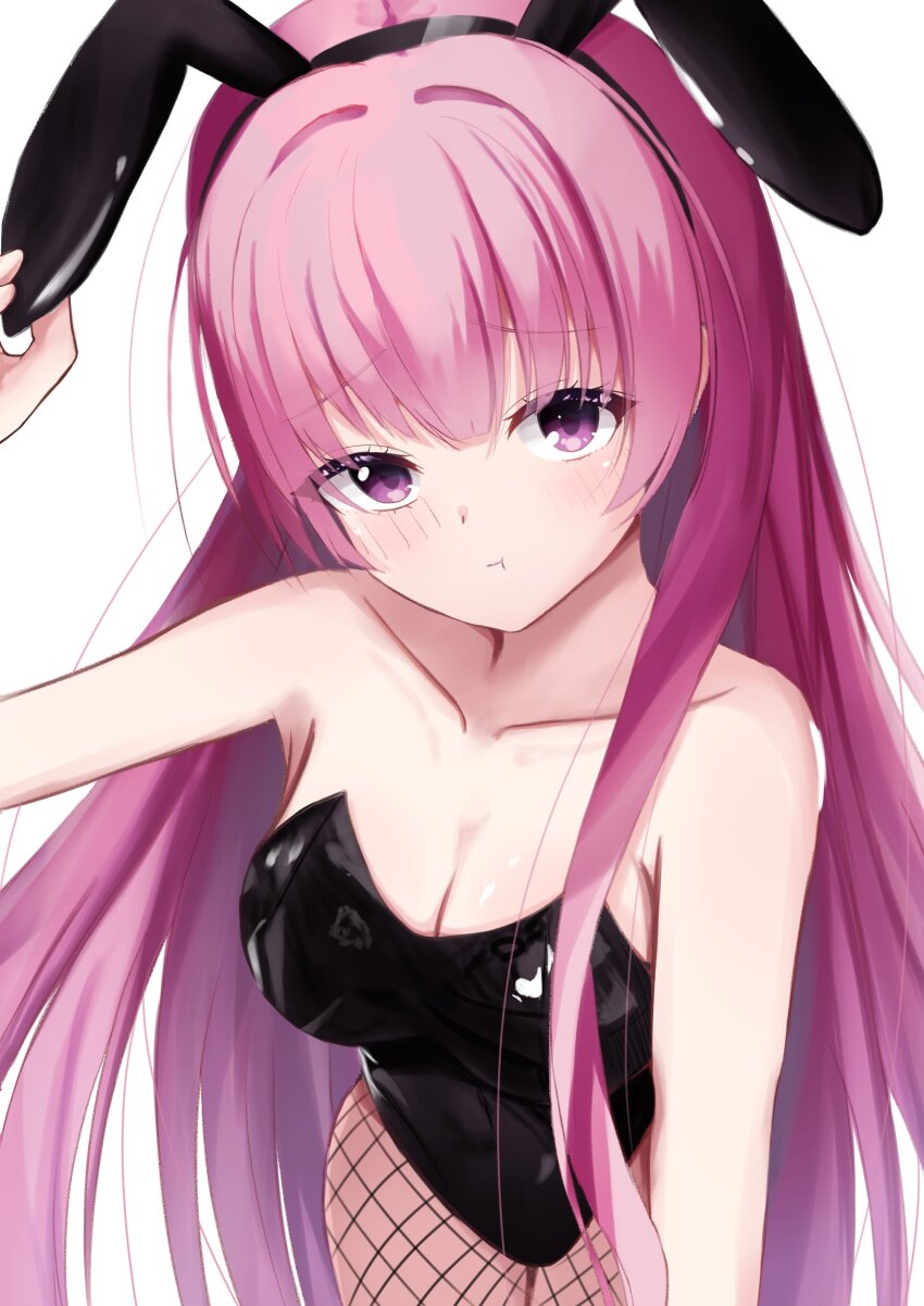 1girl, :t, absurdres, alternate_breast_size_(larger), alternate_costume, animal_ear_hairband, animal_ears, armpit_crease