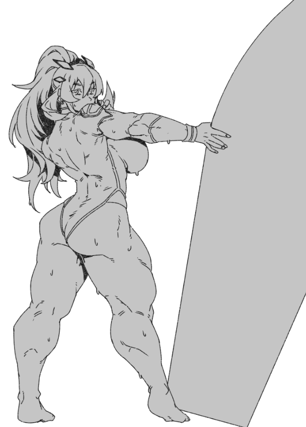 1girl, abs, ass, back, barefoot, barghest_(fate), barghest_(over_the_same_sky)_(fate), biceps