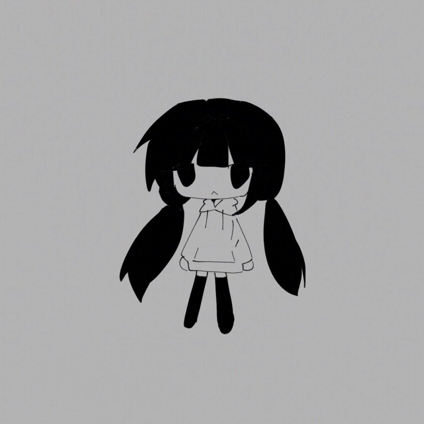 1girl, :<, arms_at_sides, chibi, chibi_only, closed_mouth, commentary_request, drawstring