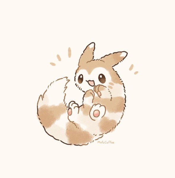 animal_focus, artist_name, brown_eyes, commentary, full_body, furret, gen_2_pokemon, hashtag-only_commentary