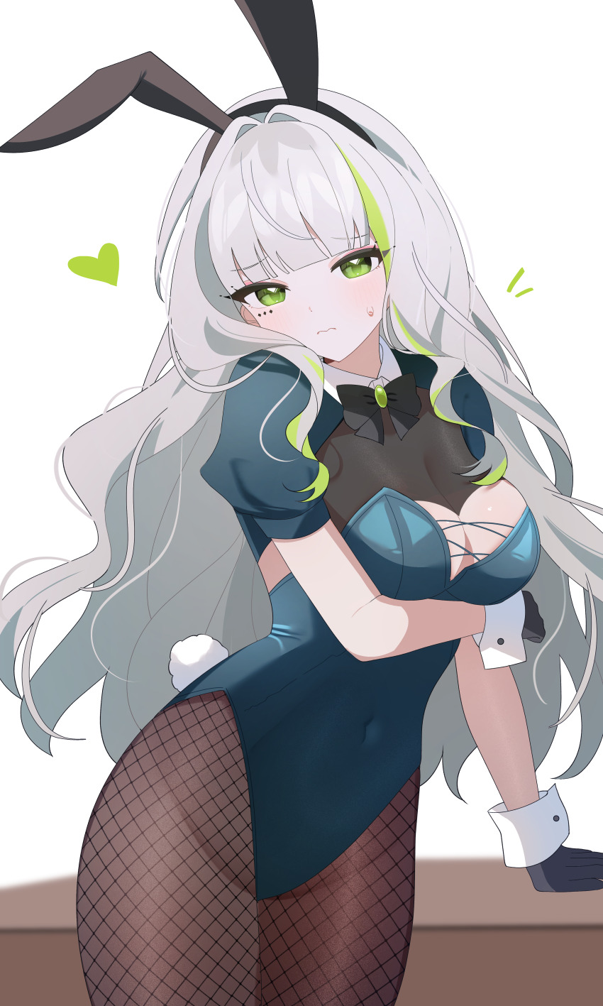 1girl, absurdres, alternate_costume, animal_ears, arm_under_breasts, black_bow, black_bowtie, black_gloves