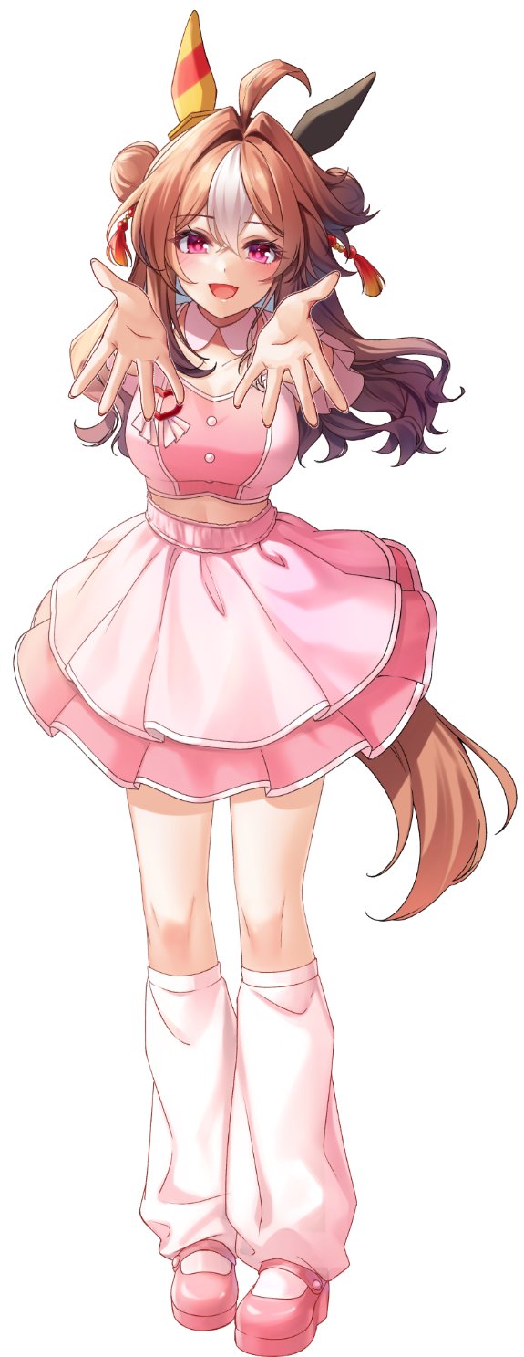 1girl, ahoge, animal_ears, blush, breasts, brown_hair, clothing_cutout, commentary_request