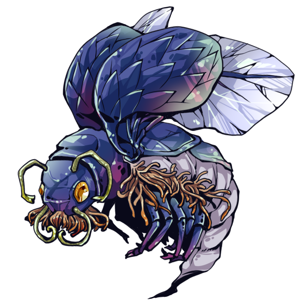 1other, antennae, bug, call_of_cthulhu, commentary_request, cthulhu_mythos, insect_from_shaggai, insect_wings, monster, no_humans, simple_background, solo, tentacles, tmtkai, white_background, wings, yellow_eyes