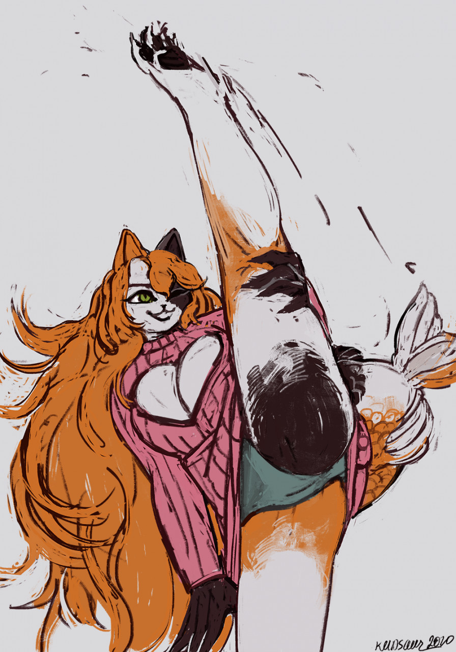 1girl, animal_ears, artist_name, ass, asya_(kmnsaur), breasts, cat_ears, cat_girl