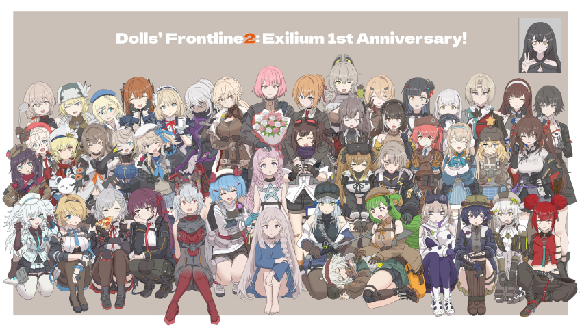 6+girls, :3, ;d, \m/, aa-12_(girls'_frontline), absurdres, ak-alfa_(girls'_frontline), andoris_(girls'_frontline_2)
