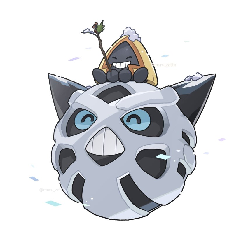 blue_eyes, commentary_request, evolutionary_line, floating, gen_3_pokemon, glalie, highres, holding