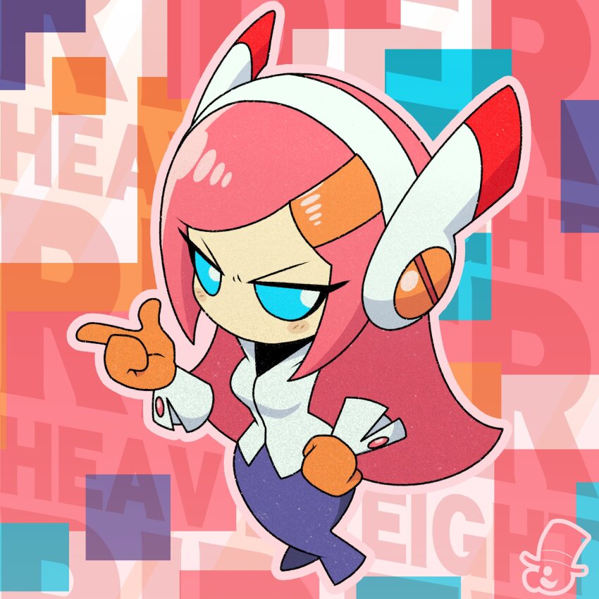 1girl, breasts, count_cannoli_(artist), full_body, furrowed_brow, hand_on_own_hip, headset, highres, kirby:_planet_robobot, kirby_(series), kirby_air_ride, kirby_air_riders, long_hair, nintendo, pink_hair, rayman_limbs, solo, susie_(kirby)