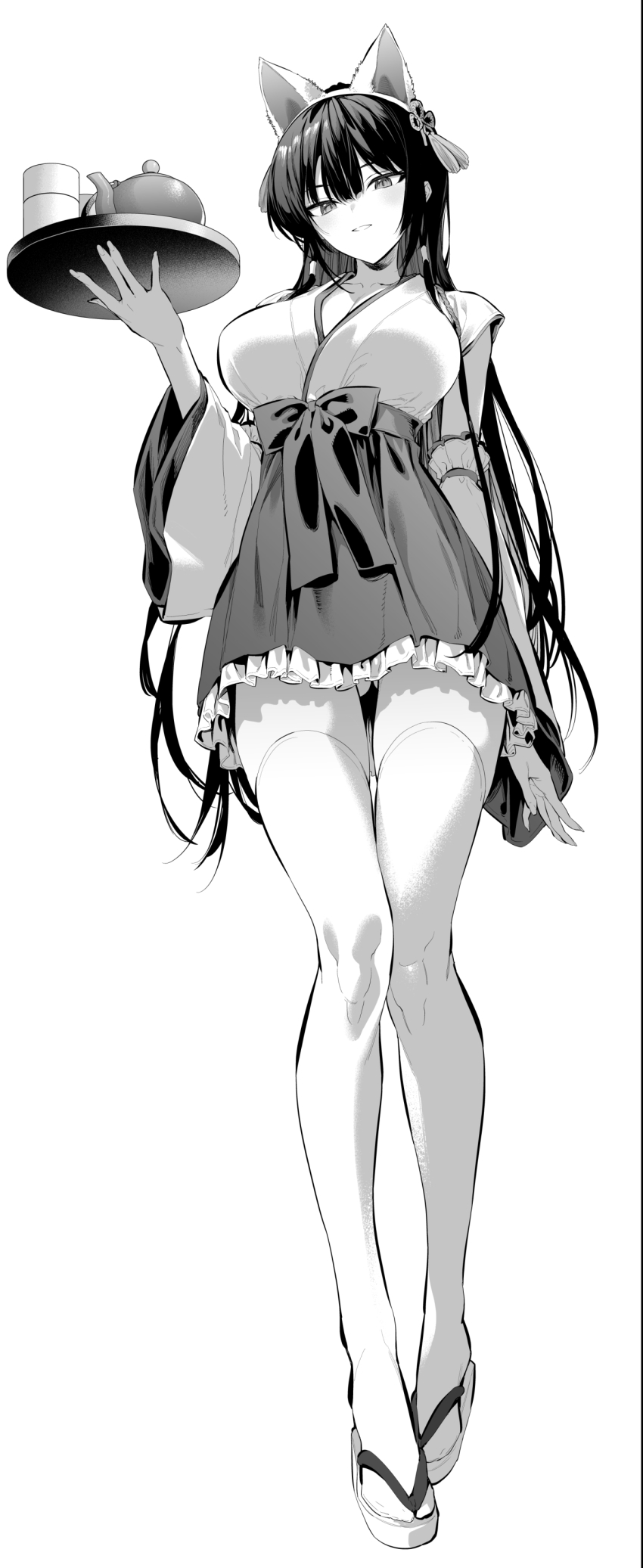 1girl, absurdres, animal_ear_hairband, animal_ears, breasts, cat_ear_hairband, cat_ears, detached_sleeves