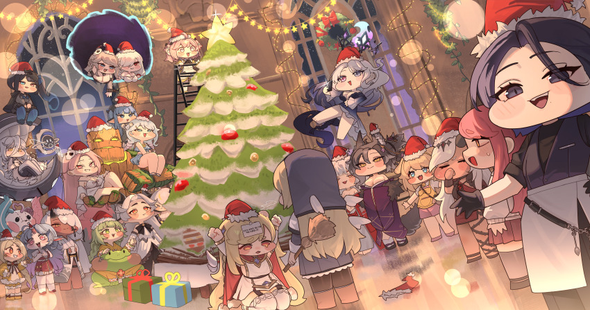 6+girls, absurdres, animal_ears, aya_(trickcal), belita_(trickcal), bigwood_(trickcal), black_gloves, black_hair