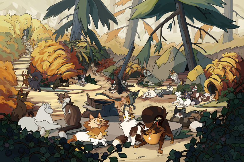 a_vision_of_shadows, absolutely_everyone, absurdres, animal, animal_focus, antfur, berryheart, black_cat