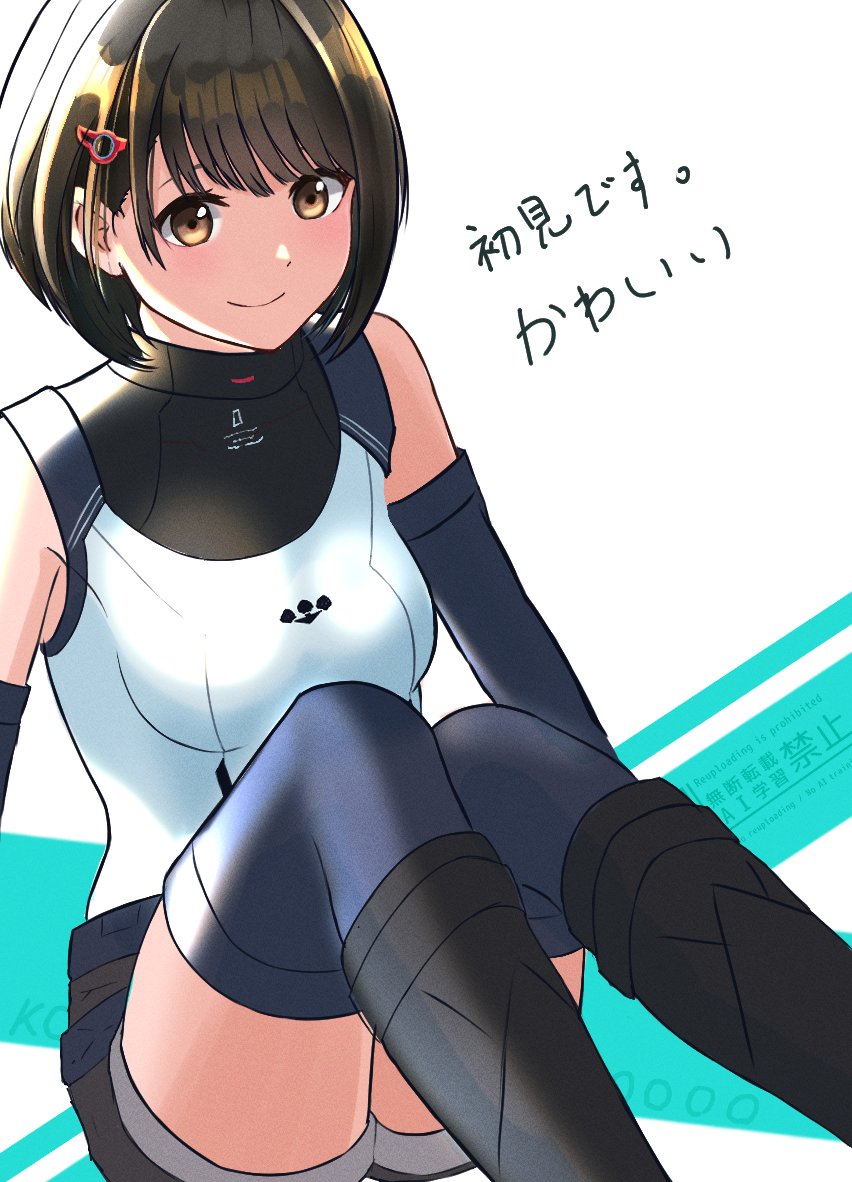 1girl, black_hair, gloves, hair_ornament, k0oo_0, lin_lee_koo, short_hair, shorts