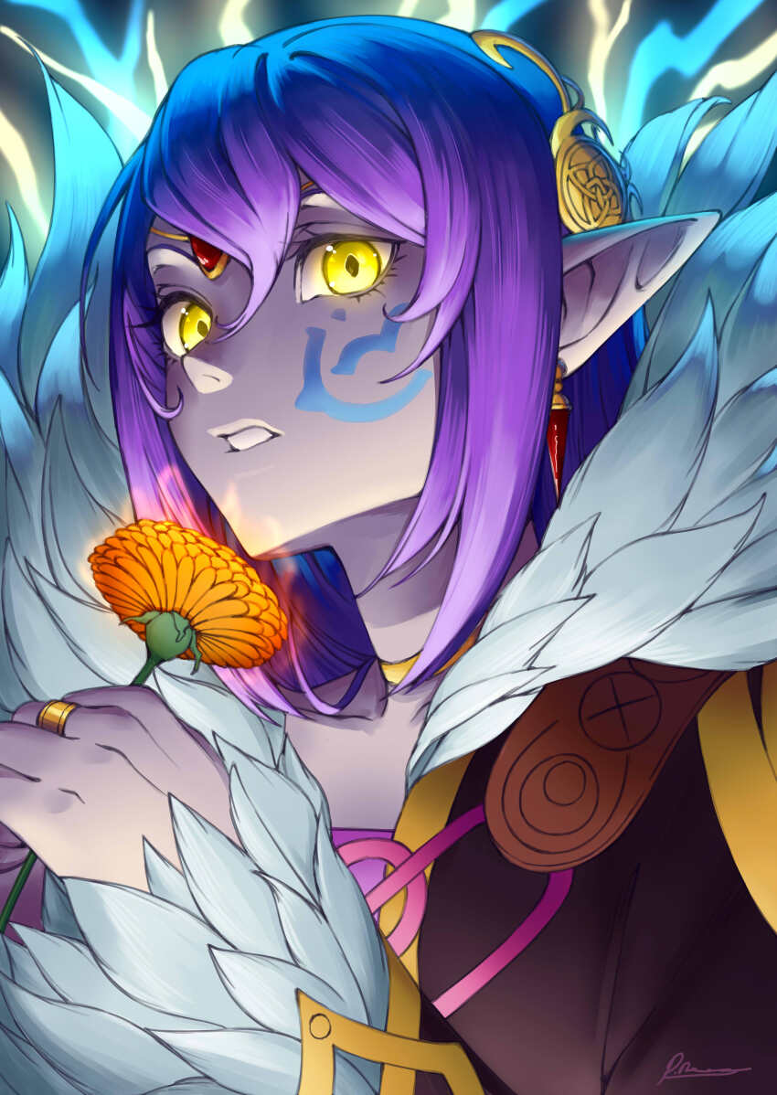 1girl, absurdres, blue_background, brown_jacket, choker, circlet, commentary, dark_queen_(sonic)