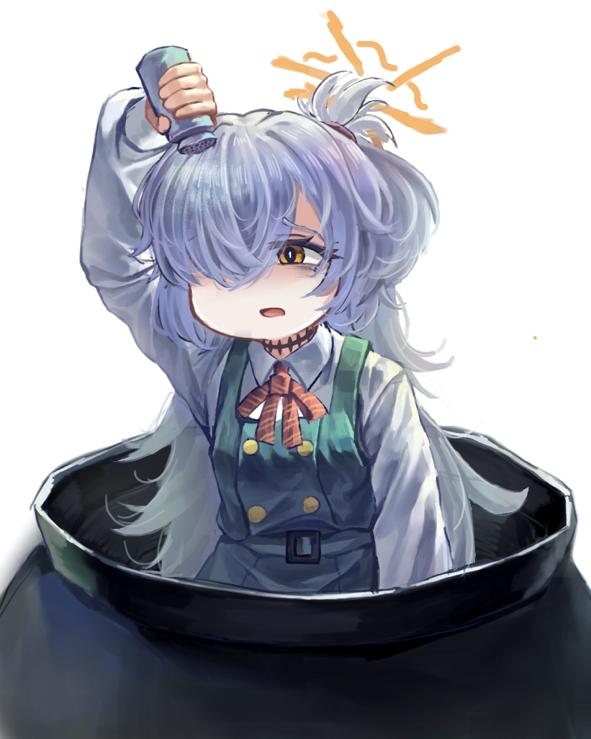 1girl, arm_at_side, arm_up, bags_under_eyes, blue_archive, breasts, bright_pupils, brown_eyes