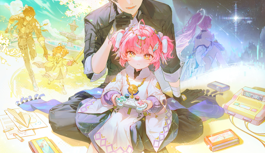 1boy, 1girl, absurdres, adoptive_parent_and_adoptive_child, aemeath_(wuthering_waves), aemeath_(young)_(wuthering_waves), aged_down, bina_(sebin_13)