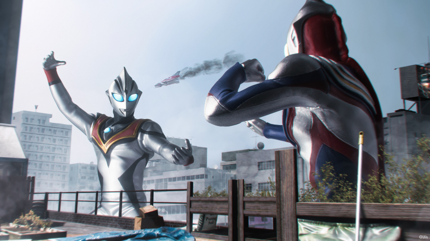 295609159hhj, 2boys, absurdres, aircraft, airplane, alien, arm_guards, arm_up