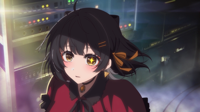 1girl, ahoge, alternate_costume, anime_coloring, back_bow, black_bow, black_choker, black_hair