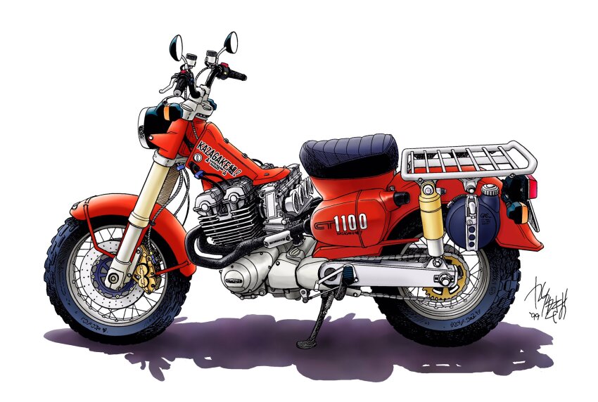 commentary_request, dated, highres, honda, honda_ct110, kazuka_tokio, kickstand, motor_vehicle