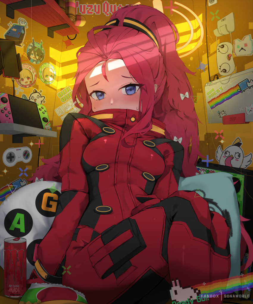 1girl, aris_(armed)_(blue_archive), aris_(blue_archive), artist_name, blue_archive, blue_eyes, blush, bodysuit