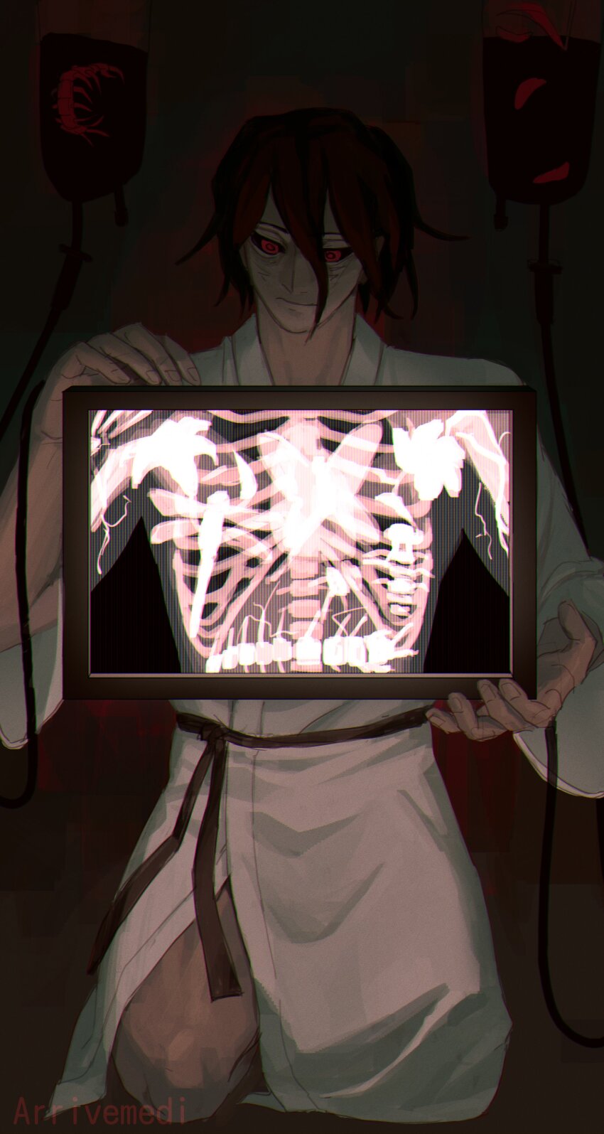 1boy, absurdres, asteris-kitsy, black_hair, bug, flower, haori, highres