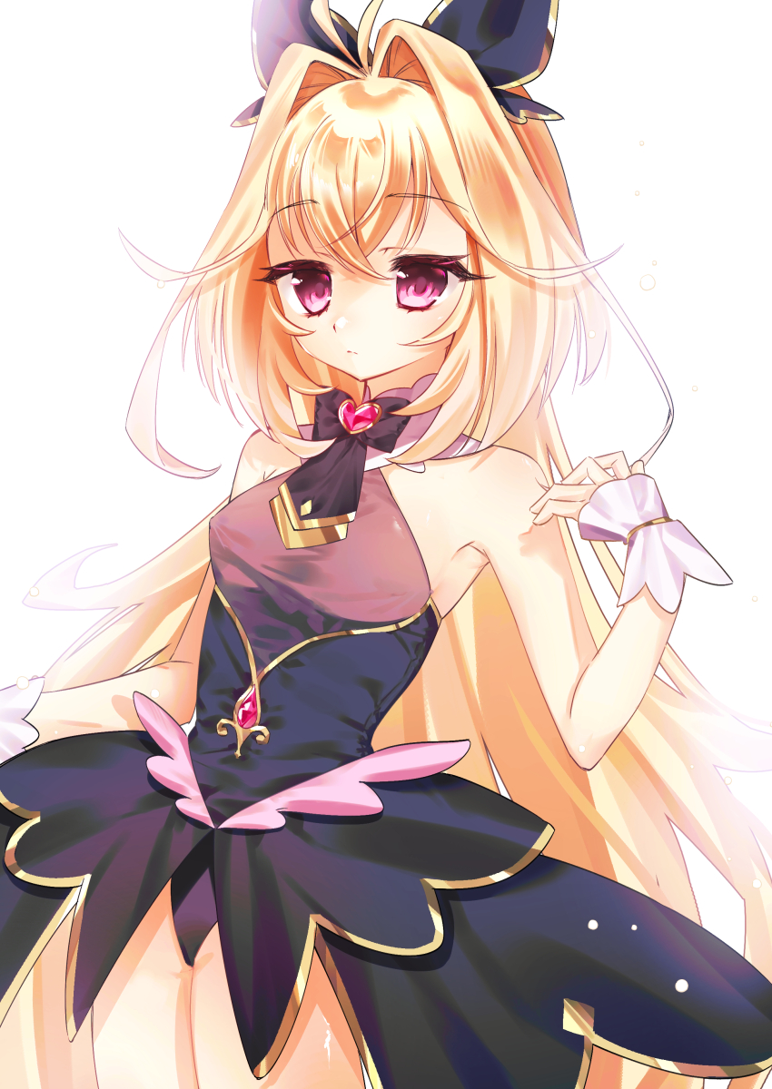 1girl, 596255094, absurdres, adapted_costume, antenna_hair, backlighting, black_bow, black_bowtie