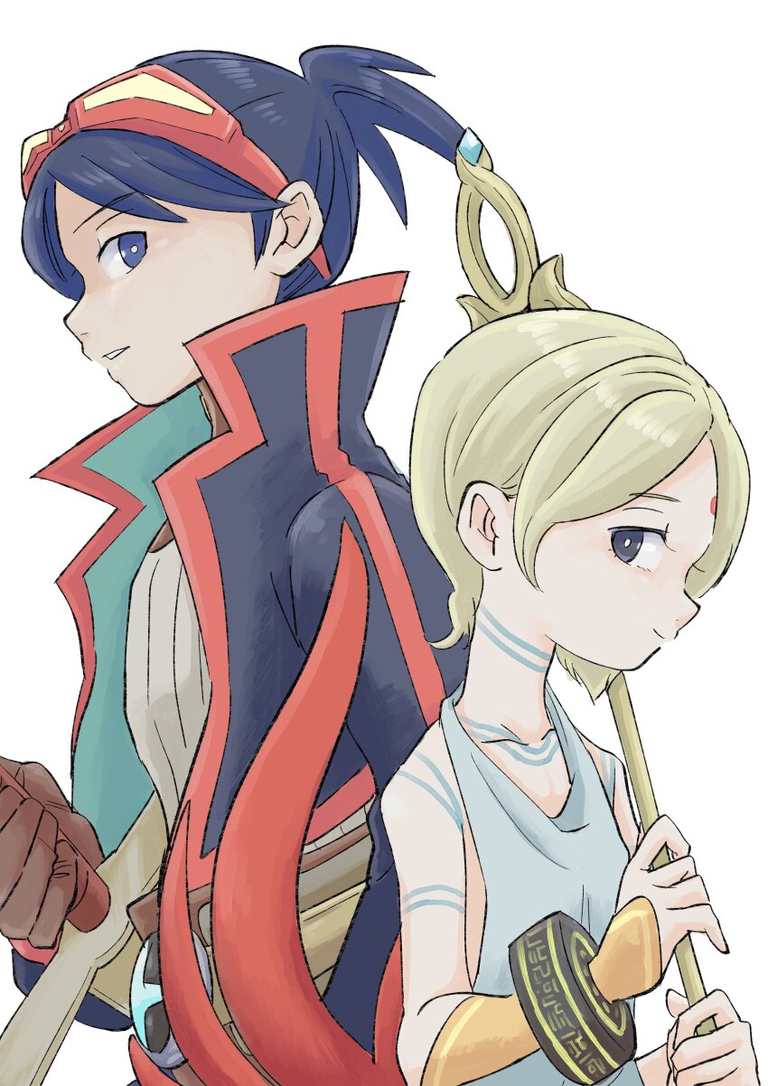 1boy, 1girl, absurdres, bracelet, breath_of_fire, breath_of_fire_v, closed_mouth, commentary_request