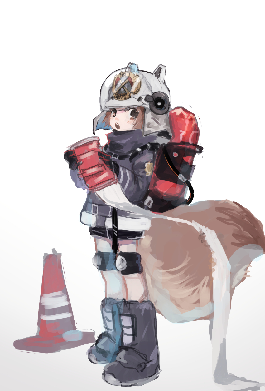 1girl, absurdres, animal_ear_headwear, arknights, black_boots, black_gloves, black_jacket, boots